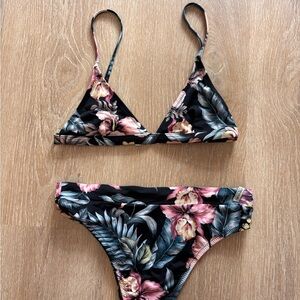 Rhythm Floral Black and Pink Bikini